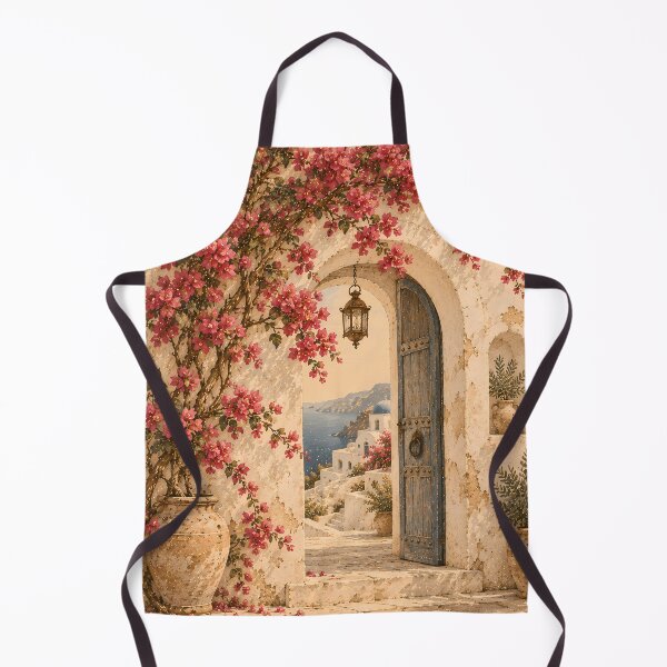 Item preview, Vintage Mediterranean Arch Bougainvillea Oil Painting designed and sold by Jozefin's Studio.