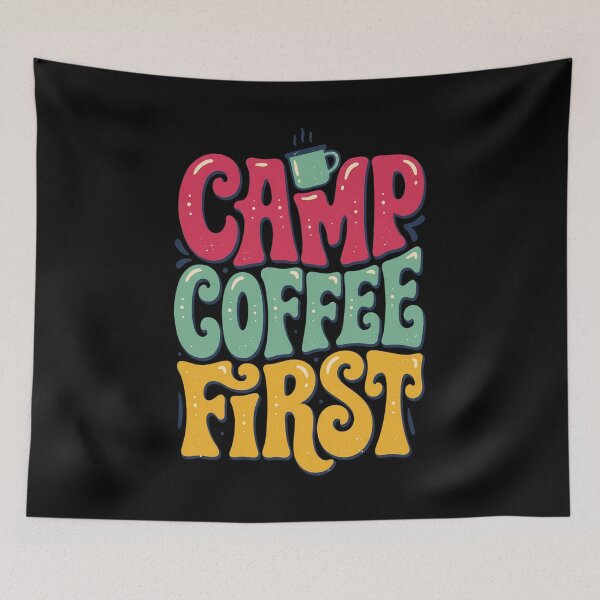 Item preview, Camp Coffee First - Funny Camping Coffee - Retro Typography designed and sold by GlimTig.