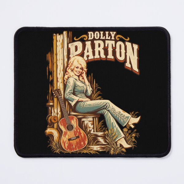Item preview, Dolly Parton Seated Guitar Teal Suit Rustic Wood Flowers Vintage designed and sold by choudane.