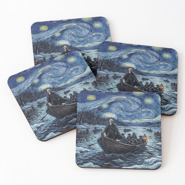 Item preview, Washington Crossing the Delaware Starry Night Landscape designed and sold by Bad-Decisions-Designs.