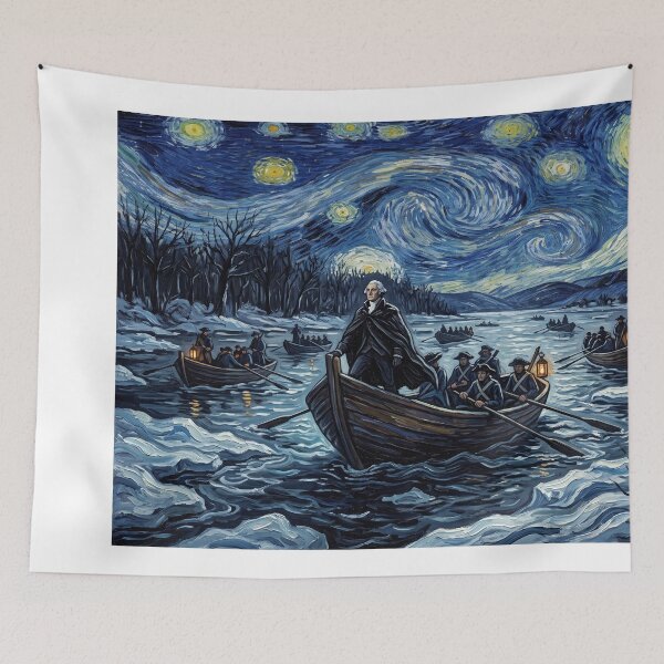 Item preview, Washington Crossing the Delaware Starry Night Landscape designed and sold by Bad-Decisions-Designs.
