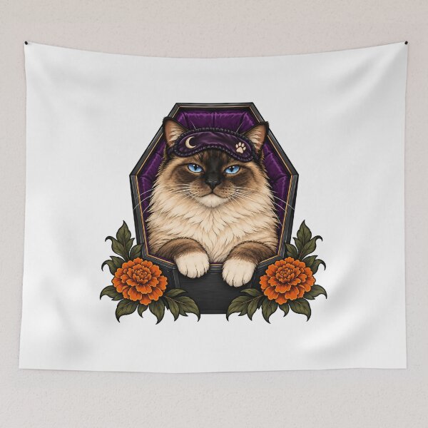 Item preview, Ragdoll Cat Coffin Sleep Mask Halloween designed and sold by Old's Cool Cat Studio.