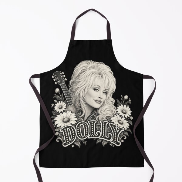Item preview, Dolly Parton Pearl Lettering Daisies Guitar Black White Portrait designed and sold by choudane.
