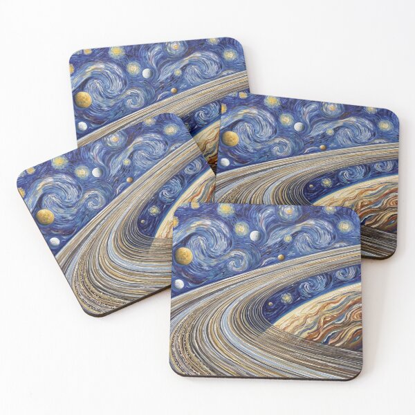 Item preview, Planet Saturn Rings Starry Night Landscape designed and sold by Bad-Decisions-Designs.