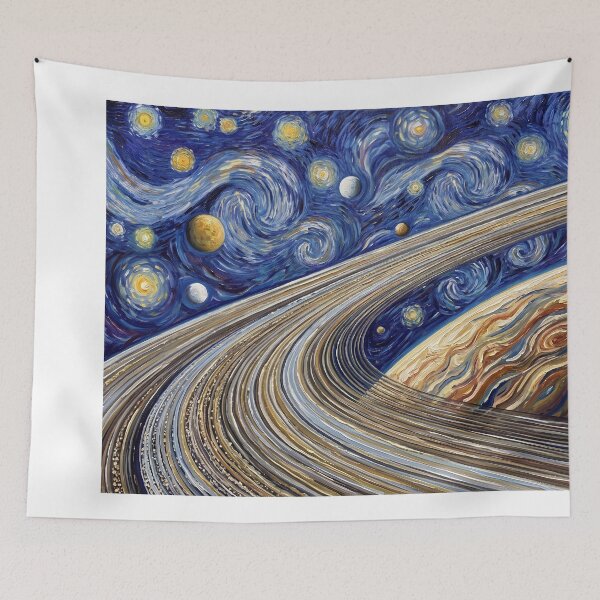 Item preview, Planet Saturn Rings Starry Night Landscape designed and sold by Bad-Decisions-Designs.