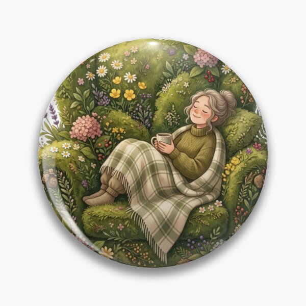 Item preview, Cozy Moss Armchair Wildflowers Cottagecore Reading Nook Nature Lover designed and sold by Sanan Israyilli.