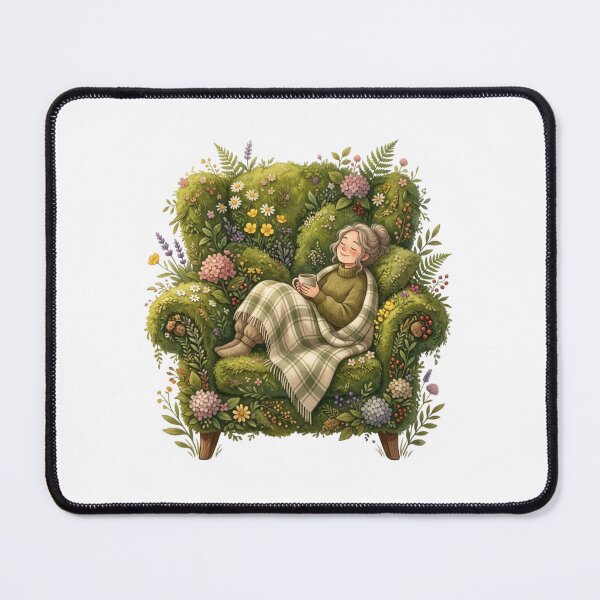 Item preview, Cozy Moss Armchair Wildflowers Cottagecore Reading Nook Nature Lover designed and sold by Sanan Israyilli.