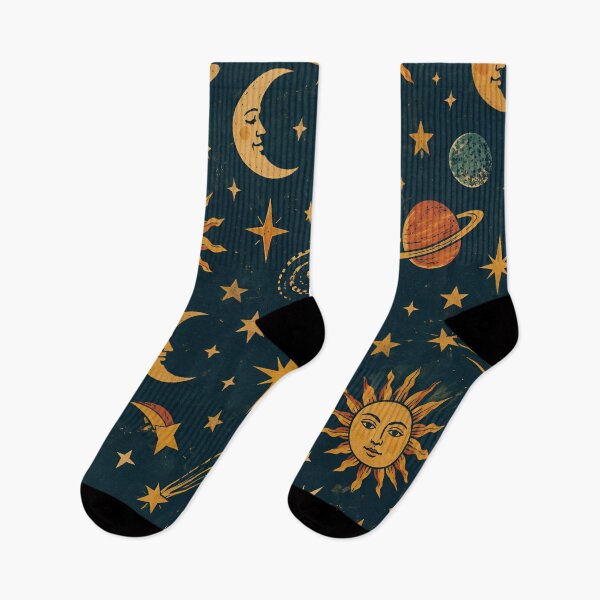 Item preview, Vintage Celestial Sun Moon Stars Gold Astrology Pattern designed and sold by BloomOfDesign.