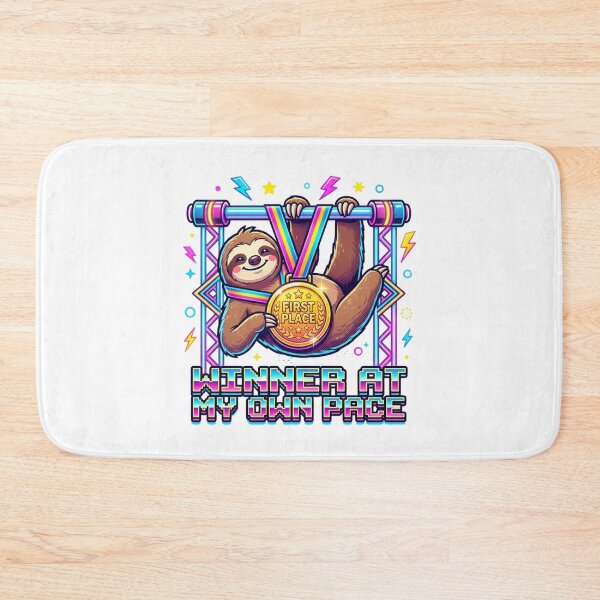 Item preview, Winner at My Own Pace Sloth First Place Medal Funny Neon Retro Gamer designed and sold by Sanan Israyilli.
