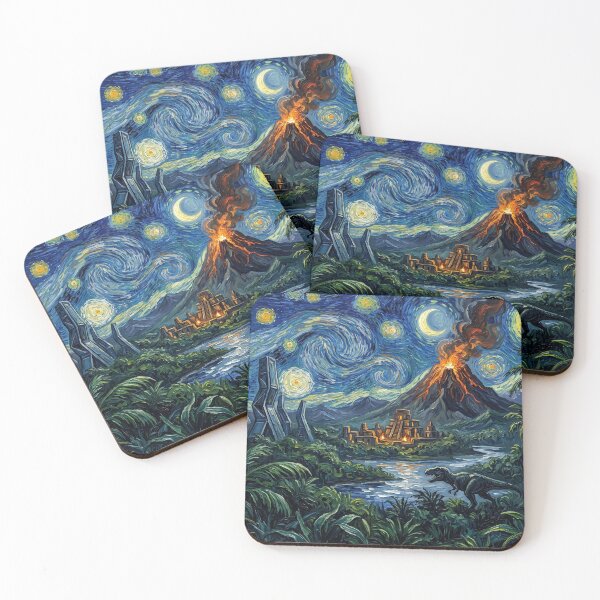 Item preview, Savage Land Starry Night Prehistoric Landscape designed and sold by Bad-Decisions-Designs.