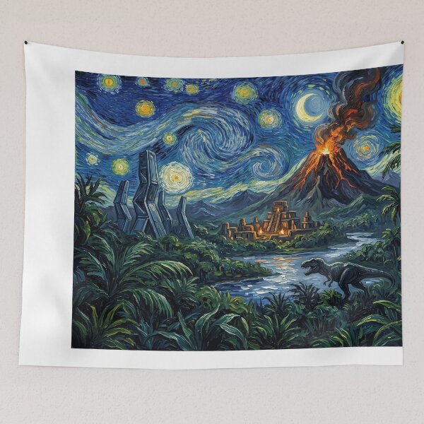 Item preview, Savage Land Starry Night Prehistoric Landscape designed and sold by Bad-Decisions-Designs.