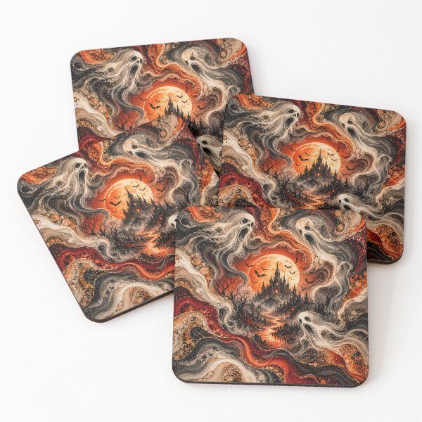 Item preview,  Gothic Halloween Fluid Abstract – Haunted Castle Ghosts & Blood Moon Art designed and sold by AnimalAirtistry.