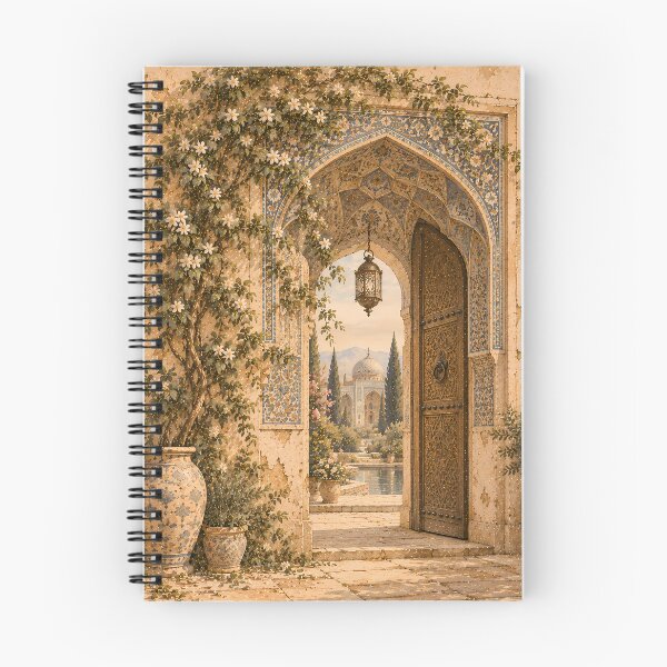Item preview, Vintage Mughal Arch Gateway Oil Painting Warm Ochre designed and sold by Jozefin's Studio.