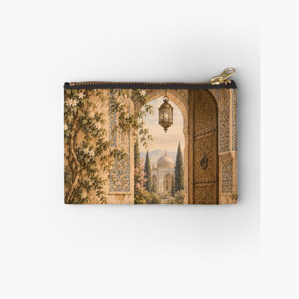 Item preview, Vintage Mughal Arch Gateway Oil Painting Warm Ochre designed and sold by Jozefin's Studio.