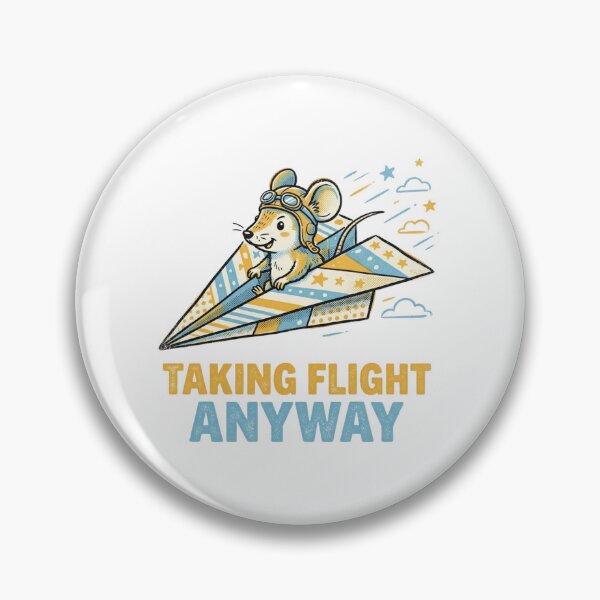 Item preview, Taking Flight Anyway Mouse Paper Airplane Pilot Motivational Cute Retro designed and sold by Sanan Israyilli.