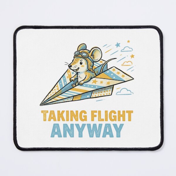 Item preview, Taking Flight Anyway Mouse Paper Airplane Pilot Motivational Cute Retro designed and sold by Sanan Israyilli.