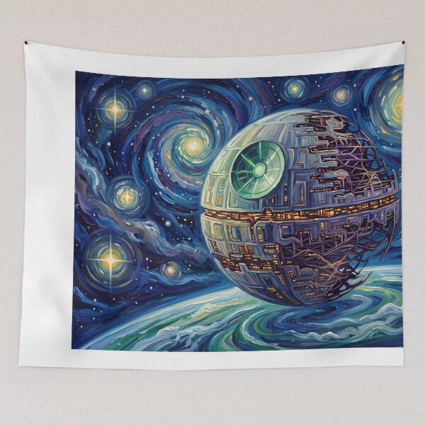 Item preview, Death Star Starry Night Sci Fi Landscape designed and sold by Bad-Decisions-Designs.