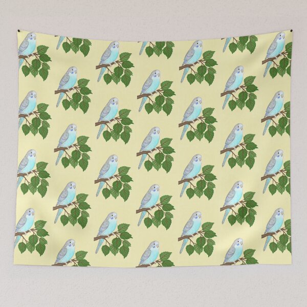 Item preview, Cute Blue Budgie on a Branch – Adorable Blue Parakeet Bird designed and sold by LiudmylaMaika.