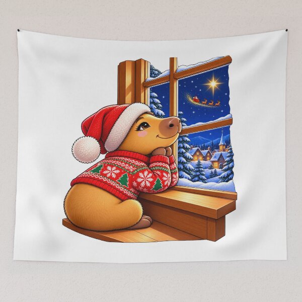 Item preview, Cute Christmas Capybara Watching for Santa – Magical Christmas Eve designed and sold by CapybaraTravels.