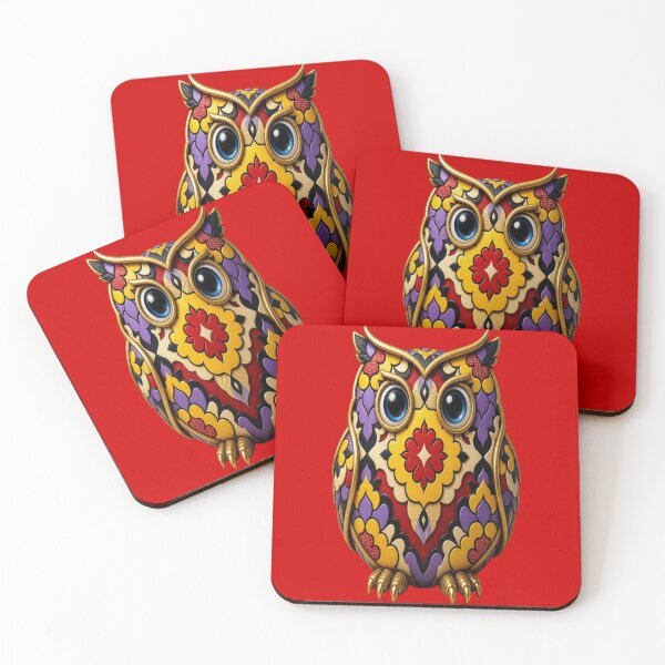 Item preview, Luxury Golden Filigree Whimsical Owl Colorful Floral Pattern designed and sold by Breezes-of-Ida.