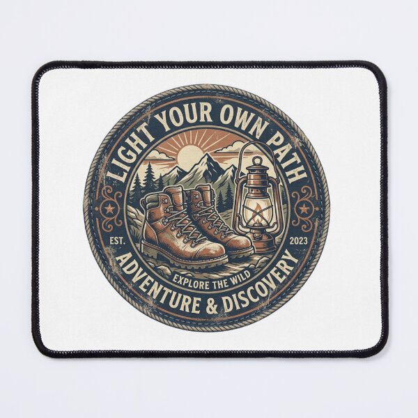 Item preview, Light Your Own Path Adventure Discovery Hiking Boots Lantern Vintage Badge designed and sold by Sanan Israyilli.