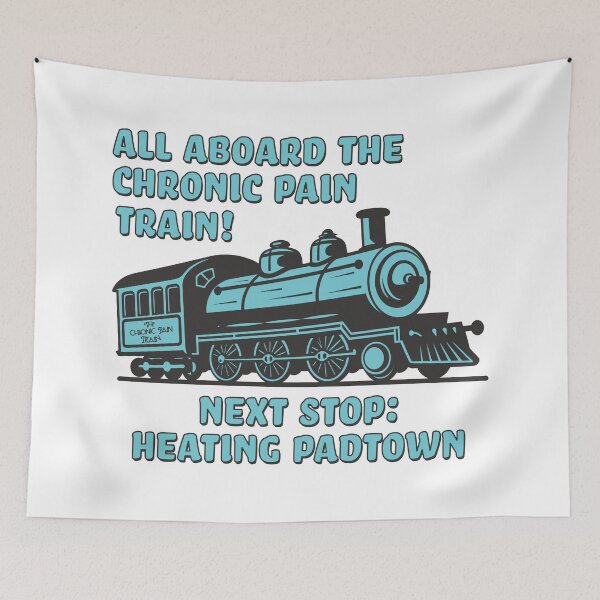 Item preview, All Aboard the Chronic Pain Train - Next Stop Heating Padtown designed and sold by Jesabee Designs.