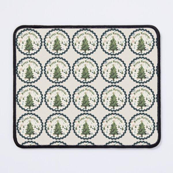 Item preview, Happy Holidays Festive Christmas Tree & Snowflake Dark Border Art designed and sold by Liberarteprint.