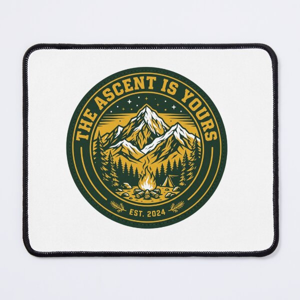 Item preview, The Ascent Is Yours Mountain Campfire Tent Adventure Badge Hiking Camping designed and sold by Sanan Israyilli.