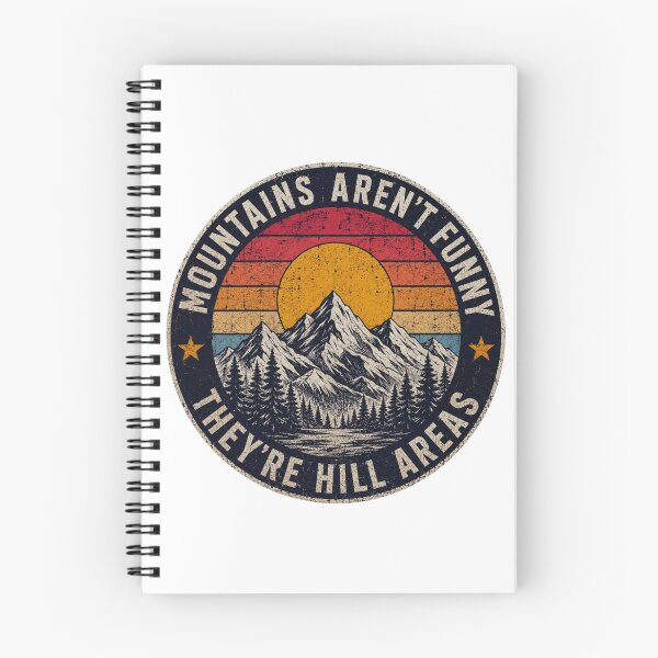 Artikelvorschau, Berge sind nicht lustig, sie sind Hügellandschaften – T-Shirt mit lustigem Papa-Witz, Vintage-T-Shirt mit Sonnenuntergangsmotiv und Bergmotiv, Outdoor-Wander-Shirt entworfen und verkauft von Maniwarsi.