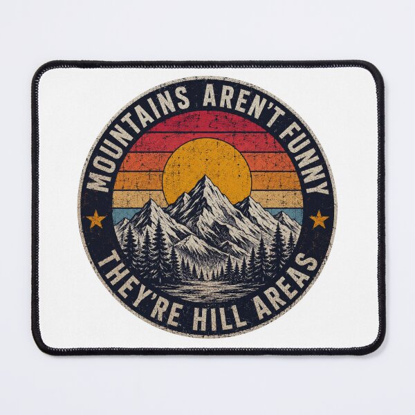 Artikelvorschau, Berge sind nicht lustig, sie sind Hügellandschaften – T-Shirt mit lustigem Papa-Witz, Vintage-T-Shirt mit Sonnenuntergangsmotiv und Bergmotiv, Outdoor-Wander-Shirt entworfen und verkauft von Maniwarsi.