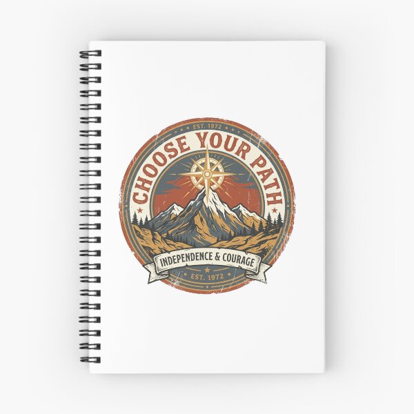 Item preview, Choose Your Path Independence Courage Mountain Compass Vintage Badge designed and sold by Sanan Israyilli.