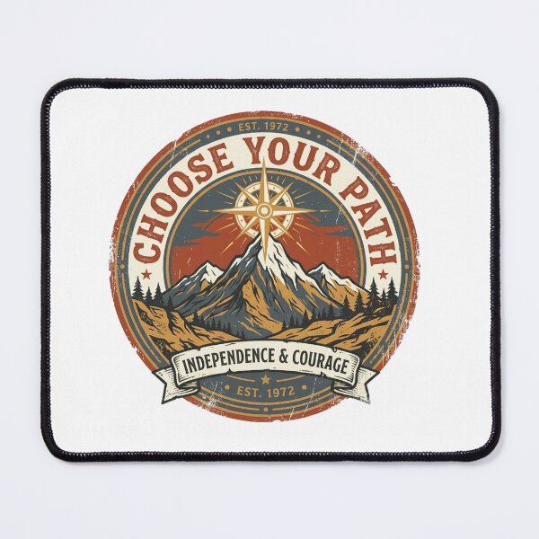 Item preview, Choose Your Path Independence Courage Mountain Compass Vintage Badge designed and sold by Sanan Israyilli.