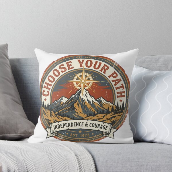 Item preview, Choose Your Path Independence Courage Mountain Compass Vintage Badge designed and sold by Sanan Israyilli.