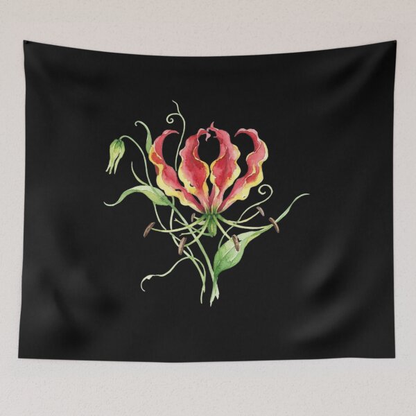 Item preview, Gloriosa Lily Watercolor Flame Flower Botanical Art designed and sold by bvdesignart.