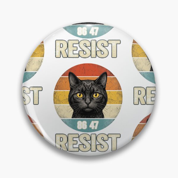 Aperçu de l'œuvre Resist 86 47 Rétro Chat Noir Coucher de soleil Vintage Graphique Politique créée et vendue par Morbiusshop.