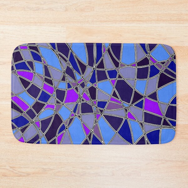 Item preview, Abstract Stained Glass Blue Purple Mosaic Geometric Pattern designed and sold by FioreDiCiliegio.