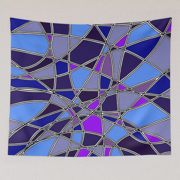 Item preview, Abstract Stained Glass Blue Purple Mosaic Geometric Pattern designed and sold by FioreDiCiliegio.