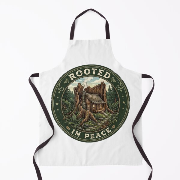 Item preview, Rooted in Peace Cozy Cabin Tree Stump Forest Cottagecore Nature Badge designed and sold by Sanan Israyilli.