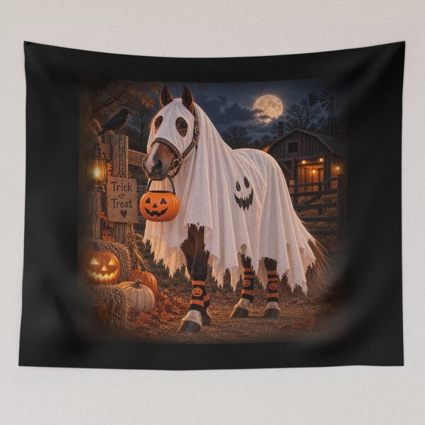 Item preview, Trick or Treat – Cute Ghost Horse Halloween designed and sold by Quarterhorses.