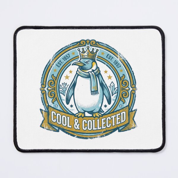Item preview, Cool & Collected Penguin King Crown Scarf Vintage Badge Funny Winter designed and sold by Sanan Israyilli.