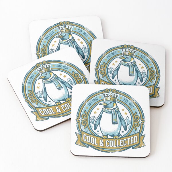 Item preview, Cool & Collected Penguin King Crown Scarf Vintage Badge Funny Winter designed and sold by Sanan Israyilli.