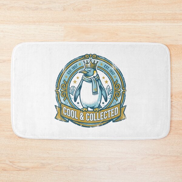 Item preview, Cool & Collected Penguin King Crown Scarf Vintage Badge Funny Winter designed and sold by Sanan Israyilli.