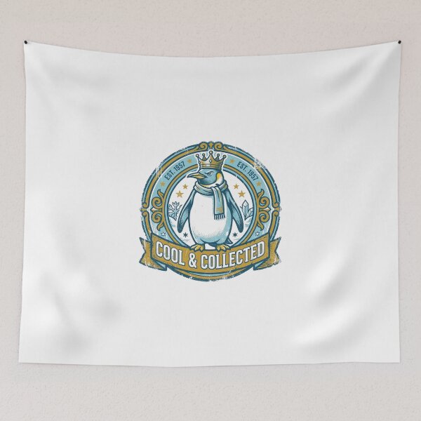 Item preview, Cool & Collected Penguin King Crown Scarf Vintage Badge Funny Winter designed and sold by Sanan Israyilli.