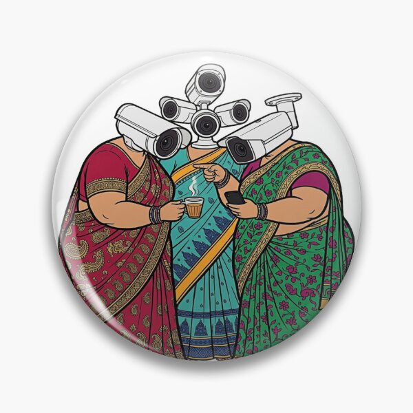 Item preview, Auntie Intelligence AI Sarcastic Desi Surveillance Saree designed and sold by QuirkyGuacamole.