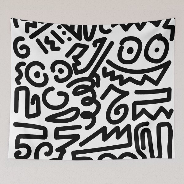 Item preview, Abstract Doodle Art - Black Line Art Pattern designed and sold by Wolagno.