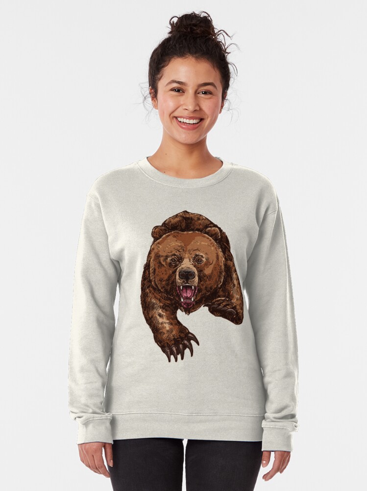 Grizzly Bear Brown Bear T Shirt Angry Mama Bear Pullover Sweatshirt By Jollykrogers Redbubble 