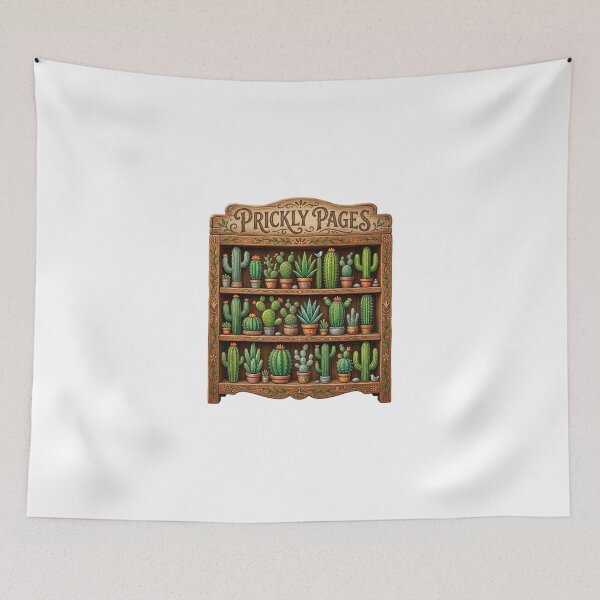 Item preview, Prickly Pages Cactus Bookshelf Succulent Plant Lover Rustic Southwestern Book Lover designed and sold by Sanan Israyilli.