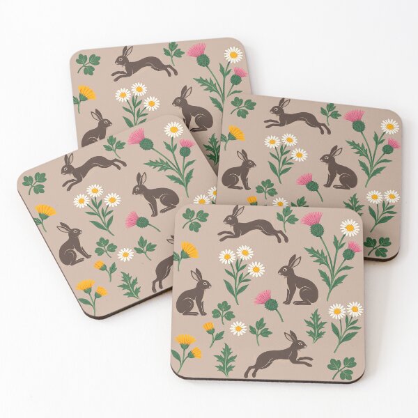 Item preview, Botanical Rabbits, Thistle & Daisies Seamless Pattern with background designed and sold by Qualali Studio.