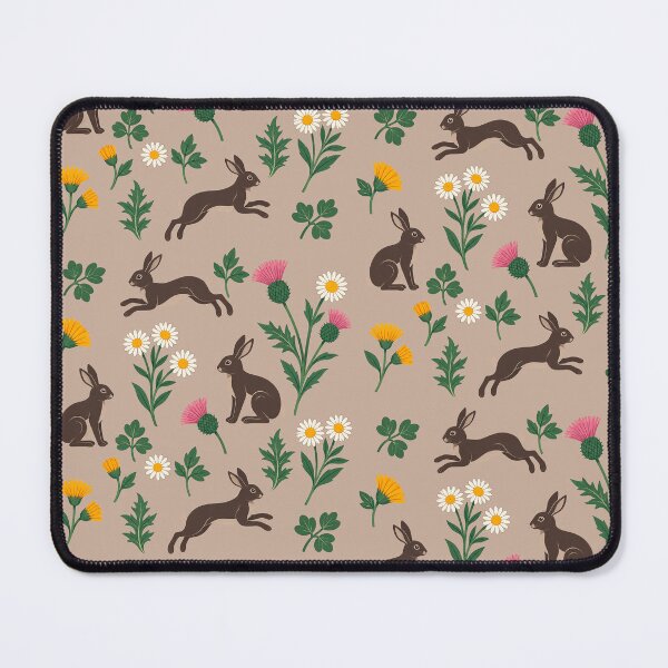 Item preview, Botanical Rabbits, Thistle & Daisies Seamless Pattern with background designed and sold by Qualali Studio.