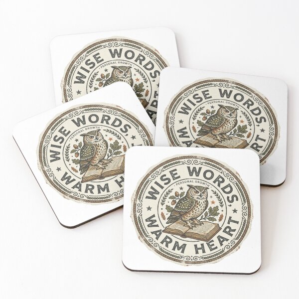 Item preview, Wise Words Warm Heart Owl Book Vintage Badge Personal Growth Oak Acorn designed and sold by Sanan Israyilli.